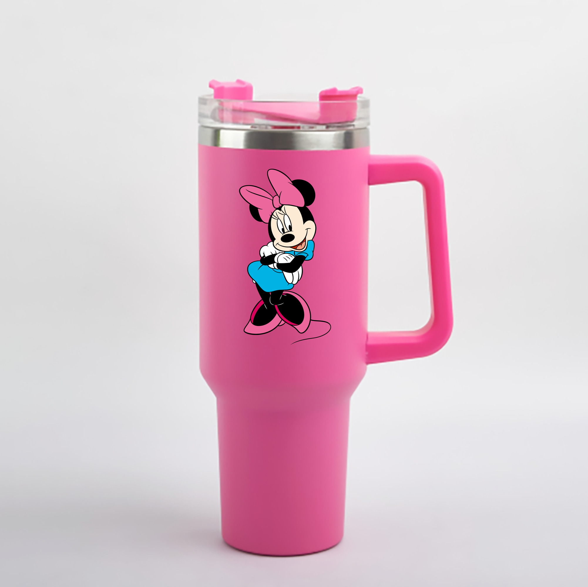 （画像用） ミッキーマウス Mickey Mouse 1200mL車用タンブラー - クリスタルステッカー（プラスチックストロー付き）